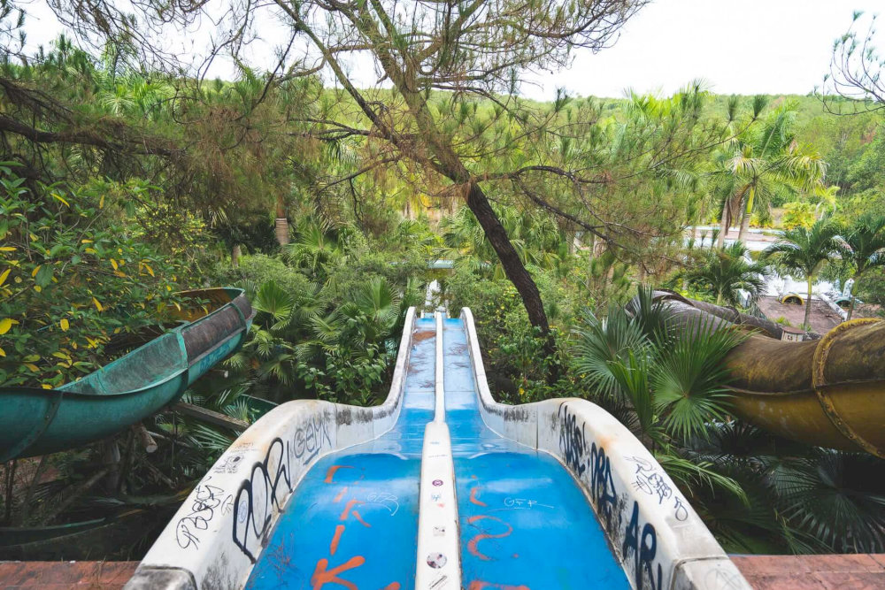 Some of the slides are adorned with eerie artwork